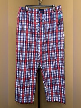 NWT ISOTONER Red, Blue & White Plaid Lounge Pants. Size Large.